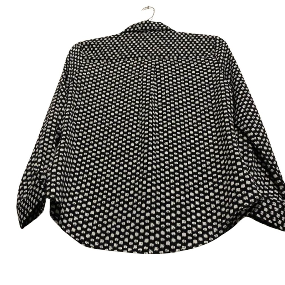 Liverpool Black and White Allover Print Button Up Top With Double Flap Pockets - Picture 5 of 15